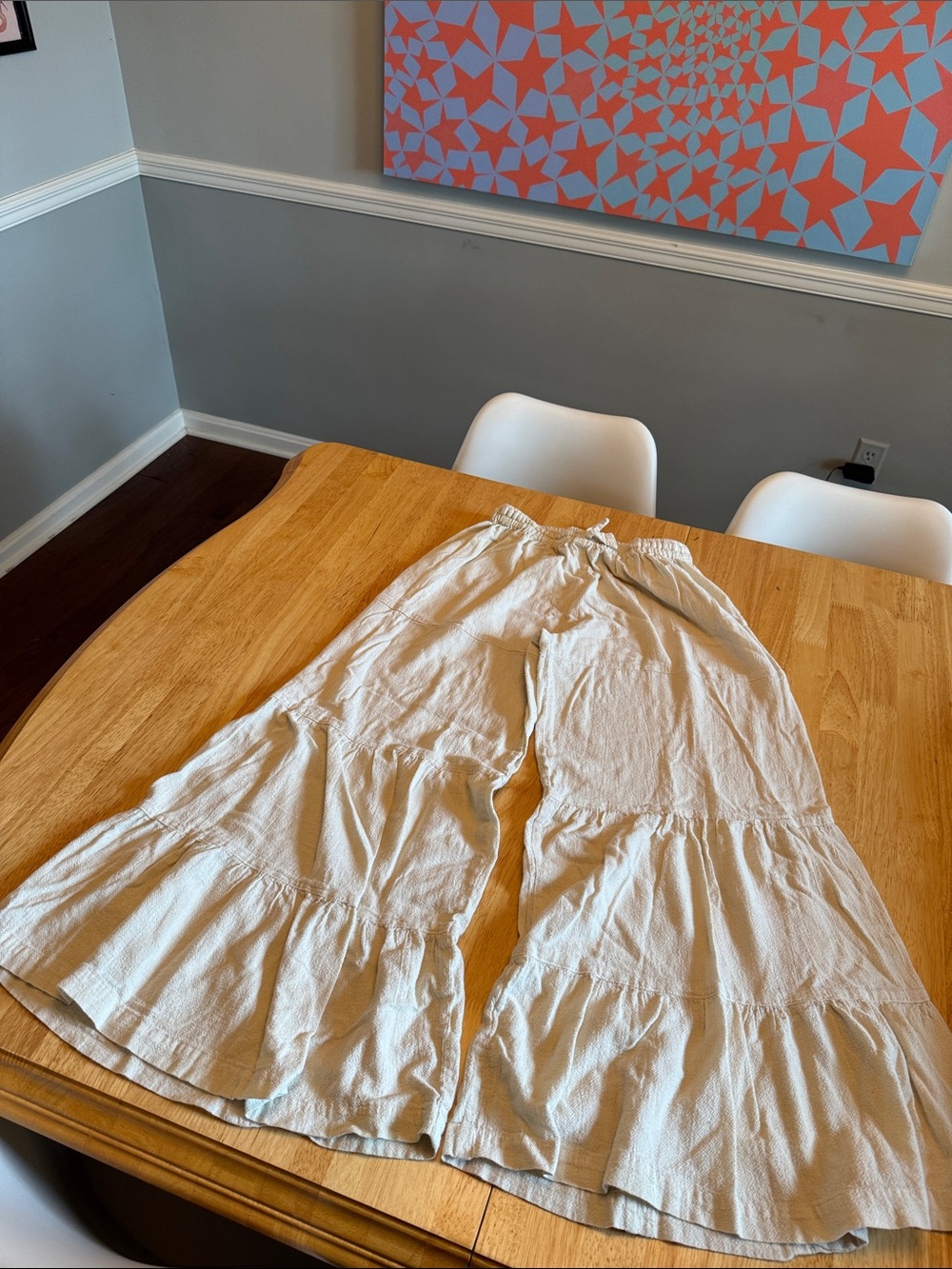 Women's Cream Tiered pants